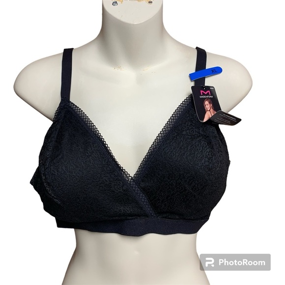 Maidenform black pullover bra adjustable straps removable cups XL NWT - Picture 1 of 7